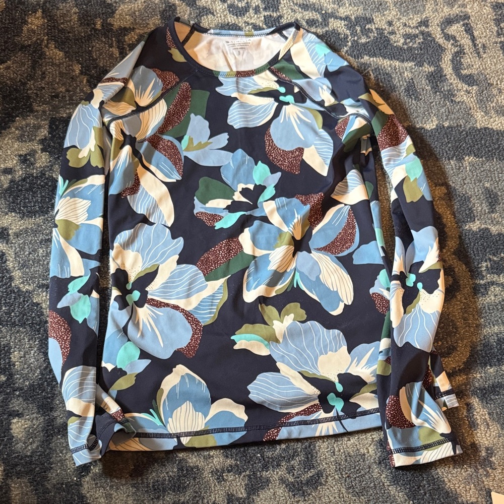 Athleta Navy Floral Rashguard